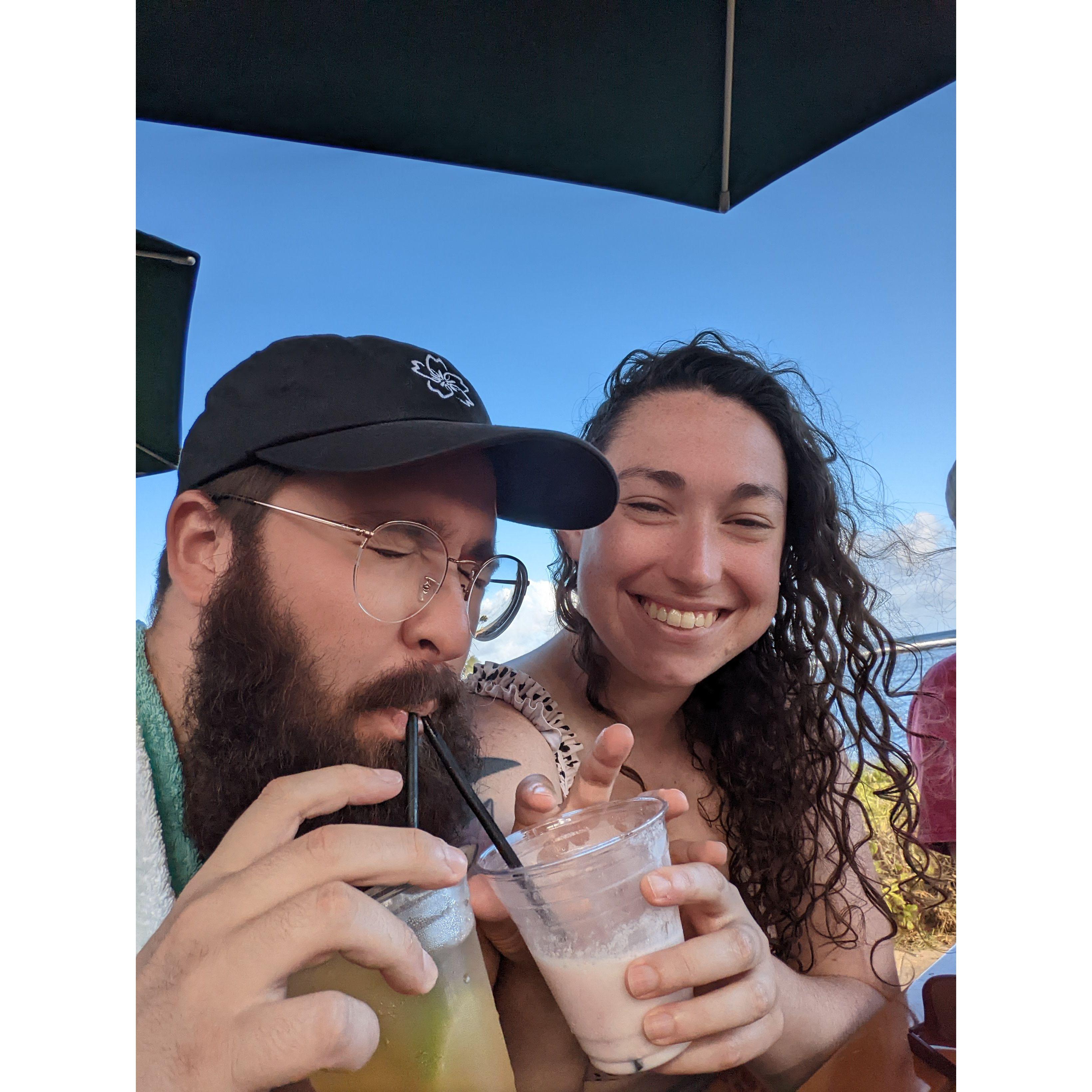 August 2022- Bryan's first trip to Hawaii! Our favorite memory was driving to the north shore- Jackie & Zack in the Jeep, and Bryan on a Harley. Nothing beats those views! Except poolside Mai Tais ;)