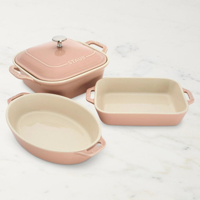 Staub Stoneware Baking Dishes, Set of 4, Light Pink