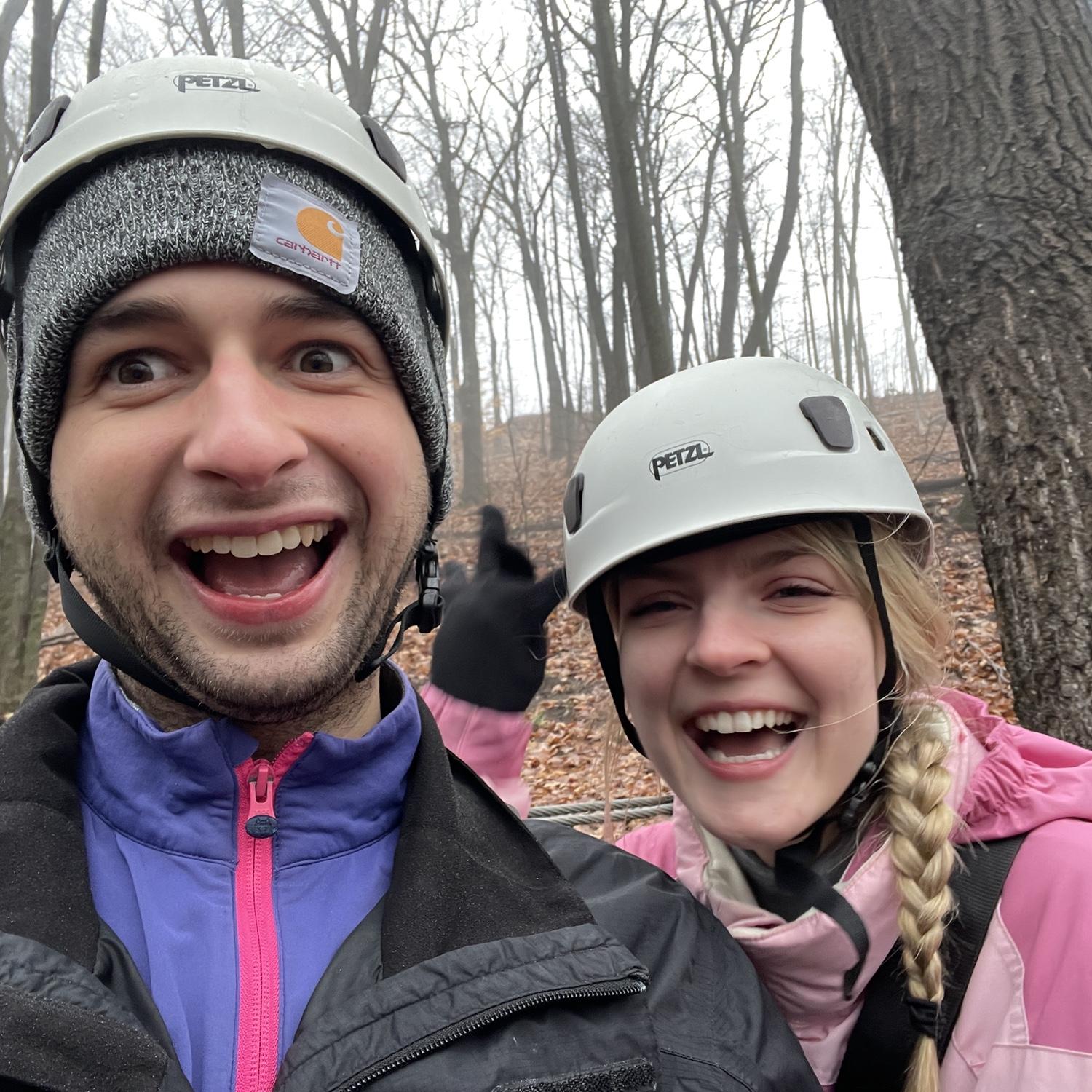 Zip lining in northern Michigan over Christmas break.