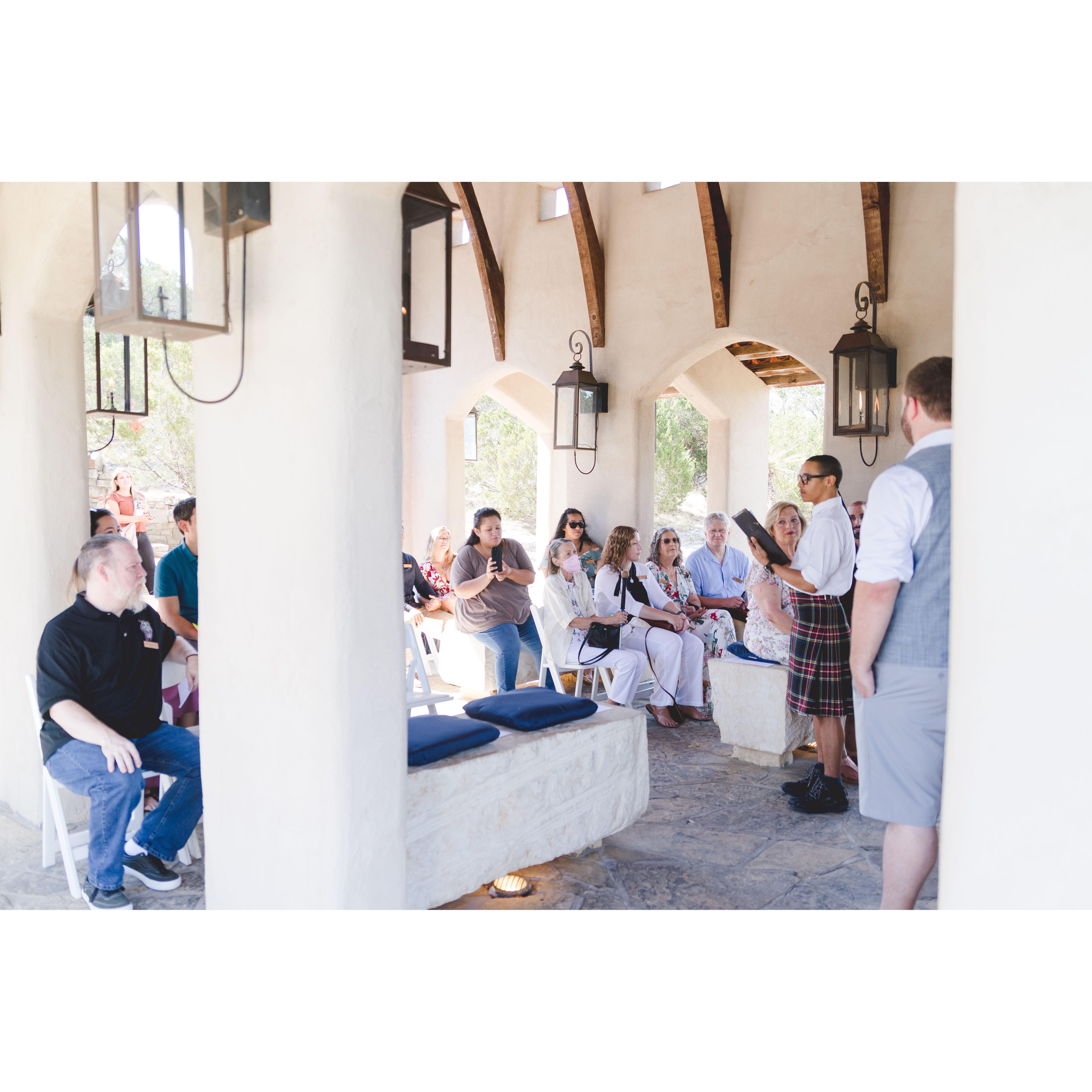 Mattheus addresses the bridal party