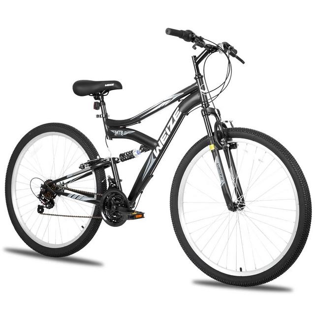 WEIZE Mountain Bike, 26/27.5 inch Outdoor Cycling Bike,18-Speed/High-Carbon Steel/Dual Full Suspension, Adjustable Ergonomic Seat for Men Women Adult, MTB Bicycle with Suspension Fork,Sleek Colors
