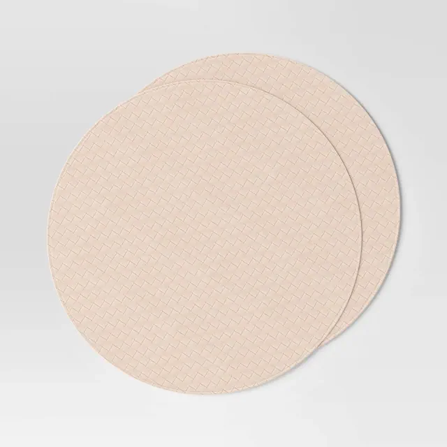 2pk Textured Faux Leather Charger Light Tan - Threshold™