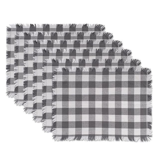 DII CAMZ37569 Heavyweight Fringed MT Check S/6, Placemat, Checkered Gray 6 Count