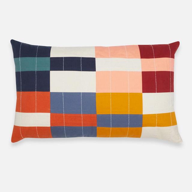 Anchal Project Fair Trade Multi-Check Lumbar Pillow