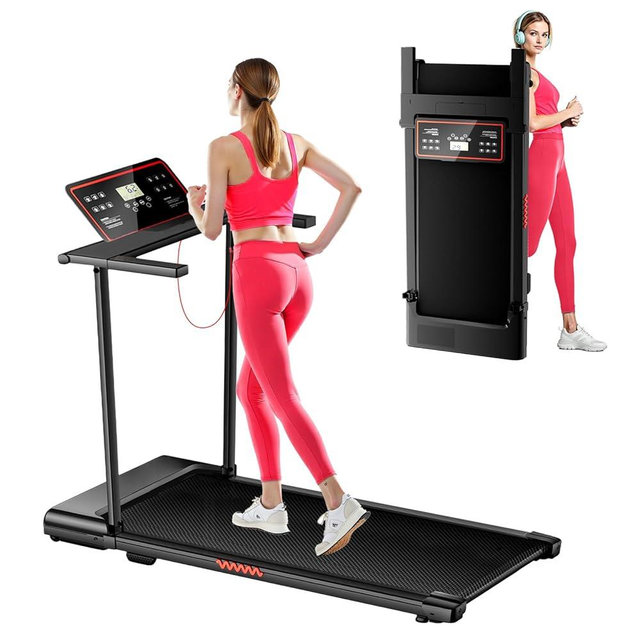 Portable Treadmills for Home, Electric Walking Pad Treadmill with 12 Preset Programs, 3.0HP Treadmill with Handle for Small Home, Waking Pad,Compact Running Treadmills with 320LBS Capacity
