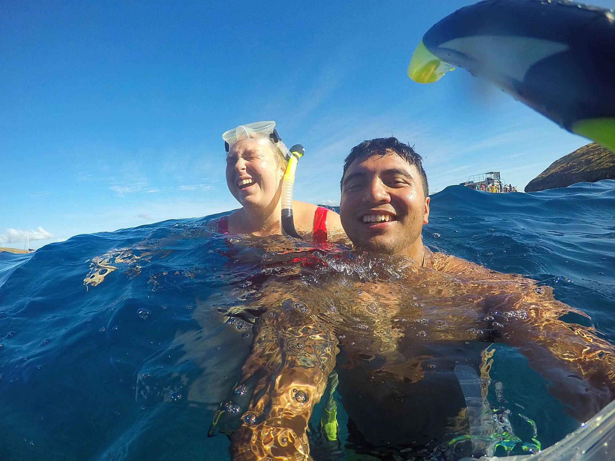 Oh, just snorkeling at Molokini Crater, an inactive volcano in Maui!