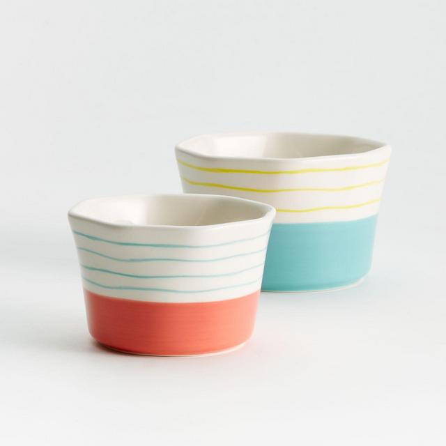 Set of 2, Happy Ceramic Ramekins