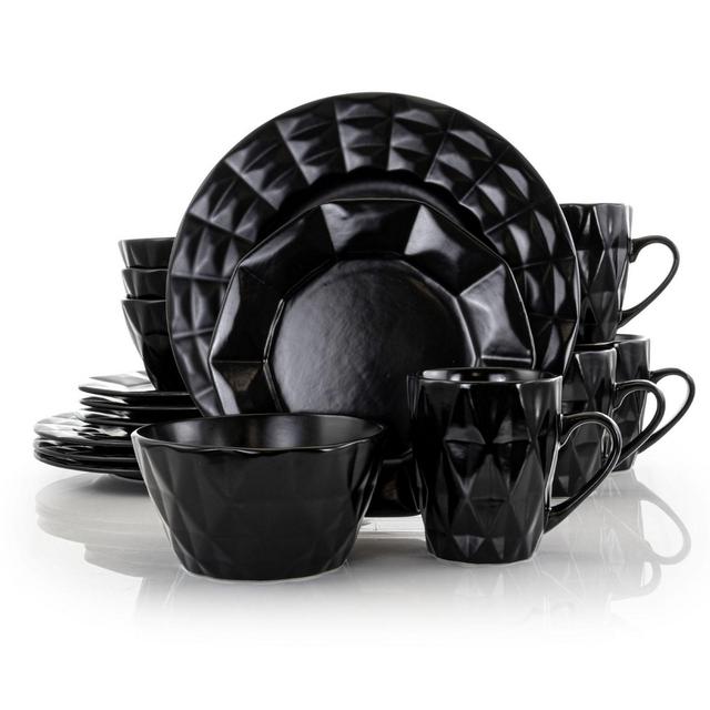 Elama Dark Diamond 16-Piece Dinnerware Set
