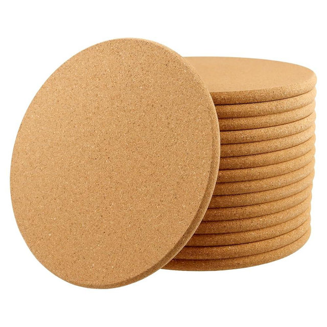MUKLEI 15 Pack 7.5 Inch Cork Trivet, High Density Thick Cork Coaster, 3/8 Inch Thick Heat Resistant Round Cork Placemats Cork Hot Pads for Hot Dishes and Hot Pots Table Countertop
