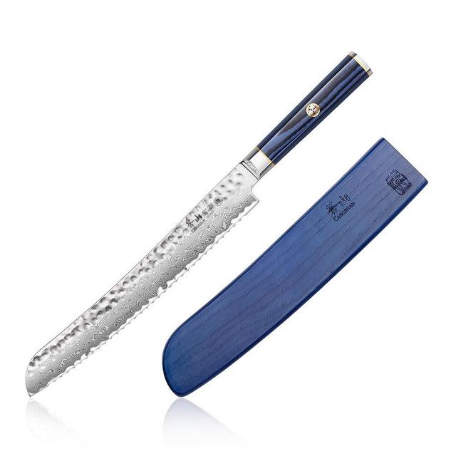 Cangshan KITA Series 9-Inch Bread Knife with Sheath, High Carbon X-7 Damascus Steel, 501400