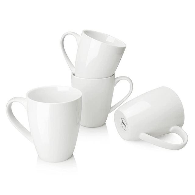 Sweese 601.401 Porcelain Mugs - 16 Ounce (Top to the Rim) for Coffee, Tea, Cocoa, Set of 4, White