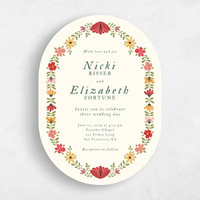 Yellow Oval Wedding Invitation - Terra Portrait