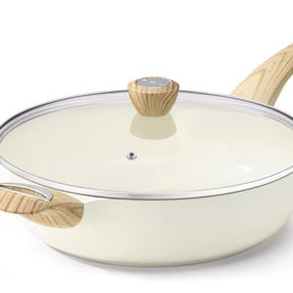 SENSARTE Nonstick Frying Pan Skillet with Lid, 12 Inch Large Deep Frying Pan, 5 Qt Non Stick Saute Pan with Cover, Induction Pan, Healthy Non Toxic Cooking Pan with Helper Handle, PFOA PFOS Free
