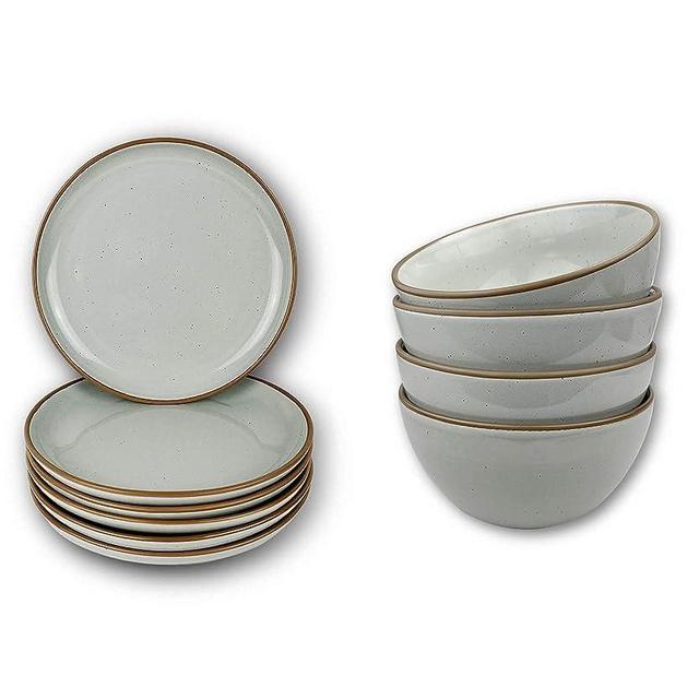 Mora Ceramic Bowls and Plates Set, Earl Grey - Salad Plates and Cereal Bowls Bundle, Dishwasher, Microwave, and Oven Safe