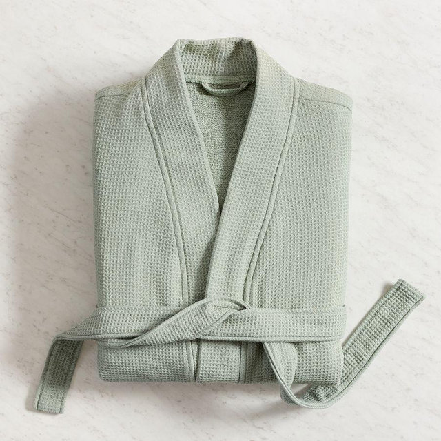 Lightweight Waffle Weave Resort Robe, Eucalyptus, Small