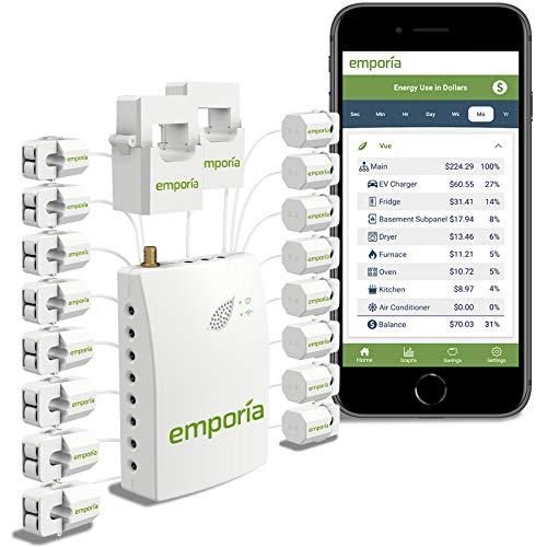 Emporia Smart Home Energy Monitor with 16 50A Circuit Level Sensors | Real Time Electricity Monitor/Meter | Solar/Net Metering
