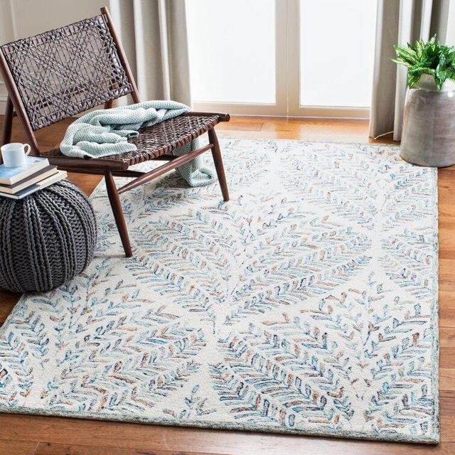 Kleiman Ikat Handmade Tufted Wool Ivory/Blue Area Rug