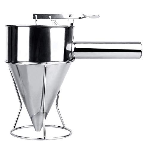 MyLifeUNIT Stainless Steel Pancake Batter Dispenser, Funnel Dispenser with Stand for Takoyaki and Baking
