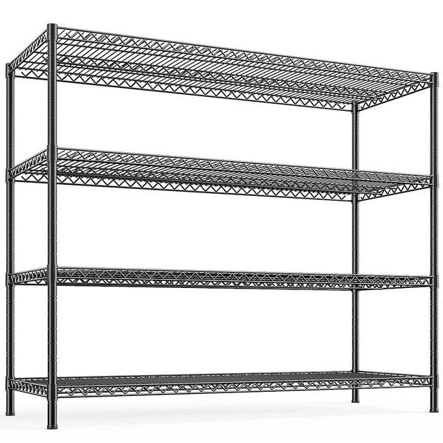 REIBII 2560LBS Storage Shelves 55.5"W Metal Shelving Unit 4 Tier Wire Shelving Commercial Adjustable Garage Shelving Heavy Duty for Storage Rack for Pantry, Garage, Kitchen, 55.5"W x 18"D x 55.5"H