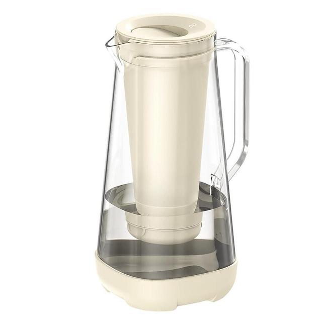 GLACIER FRESH Glass Water Pitcher for Tap and Drinking Water with Membrane and Activated Filter, Reduces Chlorine and Lead Taste, Food Grade and BPA Free Materials, 7-Cup, White