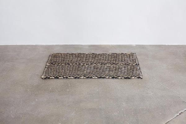 BLACK DIAGONAL HANDBRAIDED FIQUE DOOR MAT