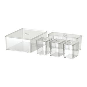 GODMORGON				Box with lid, set of 5, clear