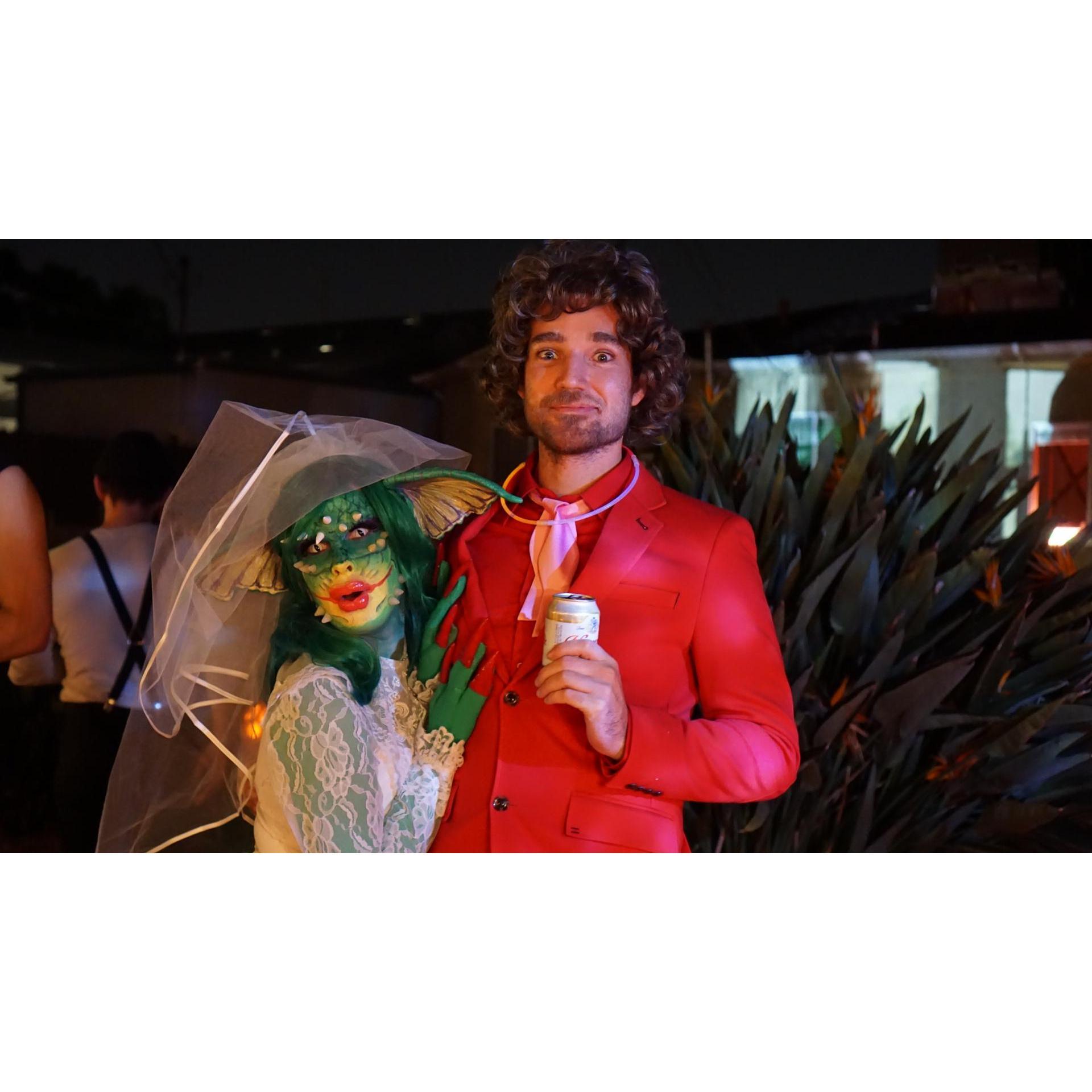 Halloween, a beloved holiday. Brooke is the lady gremlin from Gremlin's 2, Steve is Wayne Coyne from the Flaming Lips.