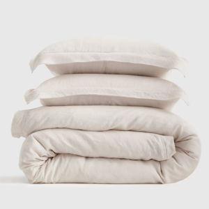 European Linen Double Flange Duvet Cover Set
