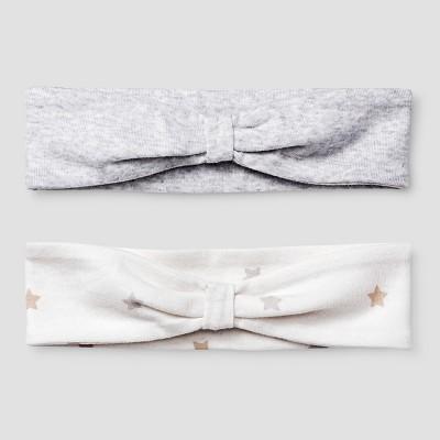 Product description page - Baby Girls' 2 Pack Organic Headbands Cat & Jack™ - White/Heather Grey
