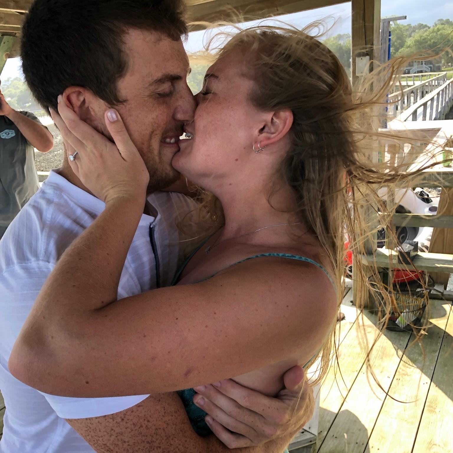 The first kiss at fiances!