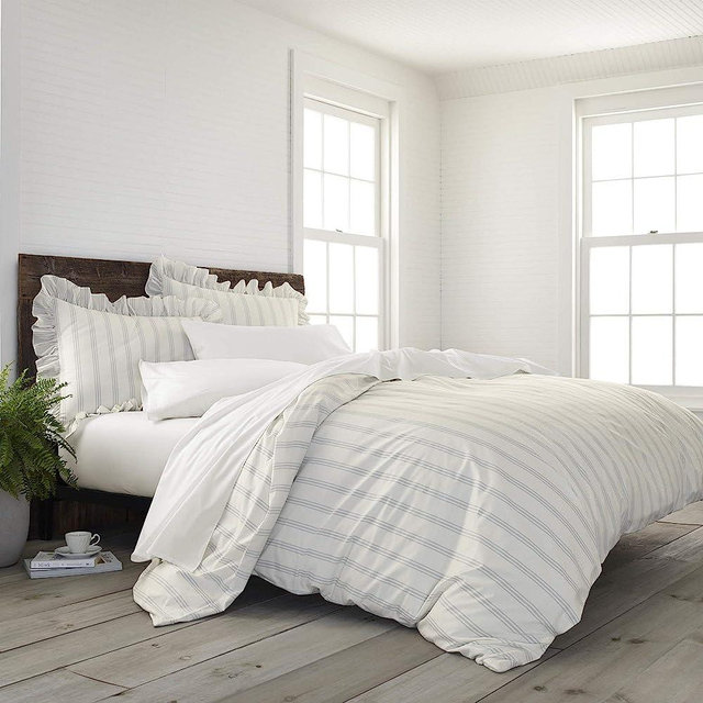 EcoPure 100% Organic Cotton Wash Brooke Comforter Set, Full/Queen, Grey