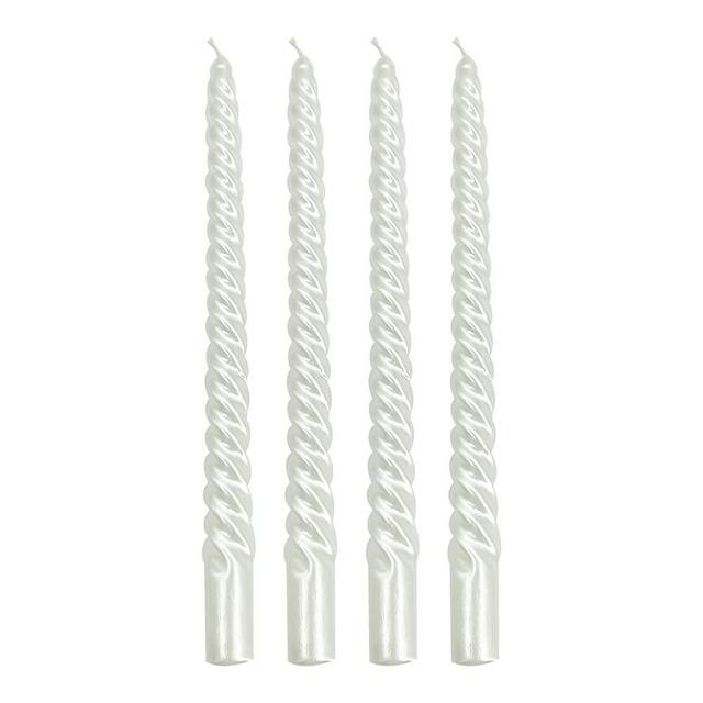 Gedengni 4pcs White Twist Taper Candle, Spiral Taper Candle, Taper Twisted Dinner Dining Table Wedding Spiral Long Candles Wax