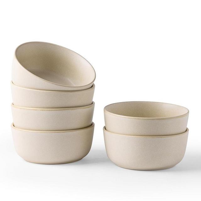 AmorArc Stoneware Cereal Bowls Set of 6, 26oz Soup Bowls Set for Cereal Soup Snacks, Modern Kitchen bowls for Meal, Dishwasher &Microwave Safe, Matte Ivory