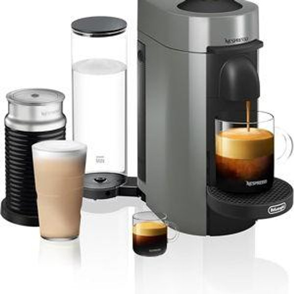 Nespresso VertuoPlus Coffee and Espresso Machine by De'Longhi with Milk Frother, Grey