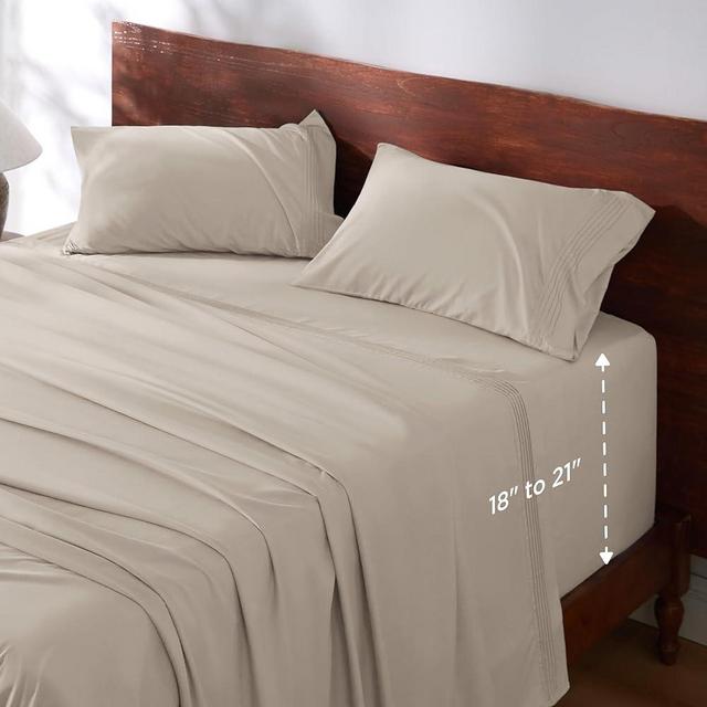 Bedsure GentleSoft Deep Pocket Full Size Bed Sheets Set - Fits Mattresses Up to 21 Inches Thick - 4 Piece Bed Sheets, Moisture Wicking, Soft & Cooling Bedsheets & Pillowcases, Easy & Secure Fit, Linen