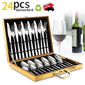 Sagler 20-Piece Flatware Set - Extra thick Heavy duty - 18/10 Stainless Steel silverware sets Set for 4 flatware sets