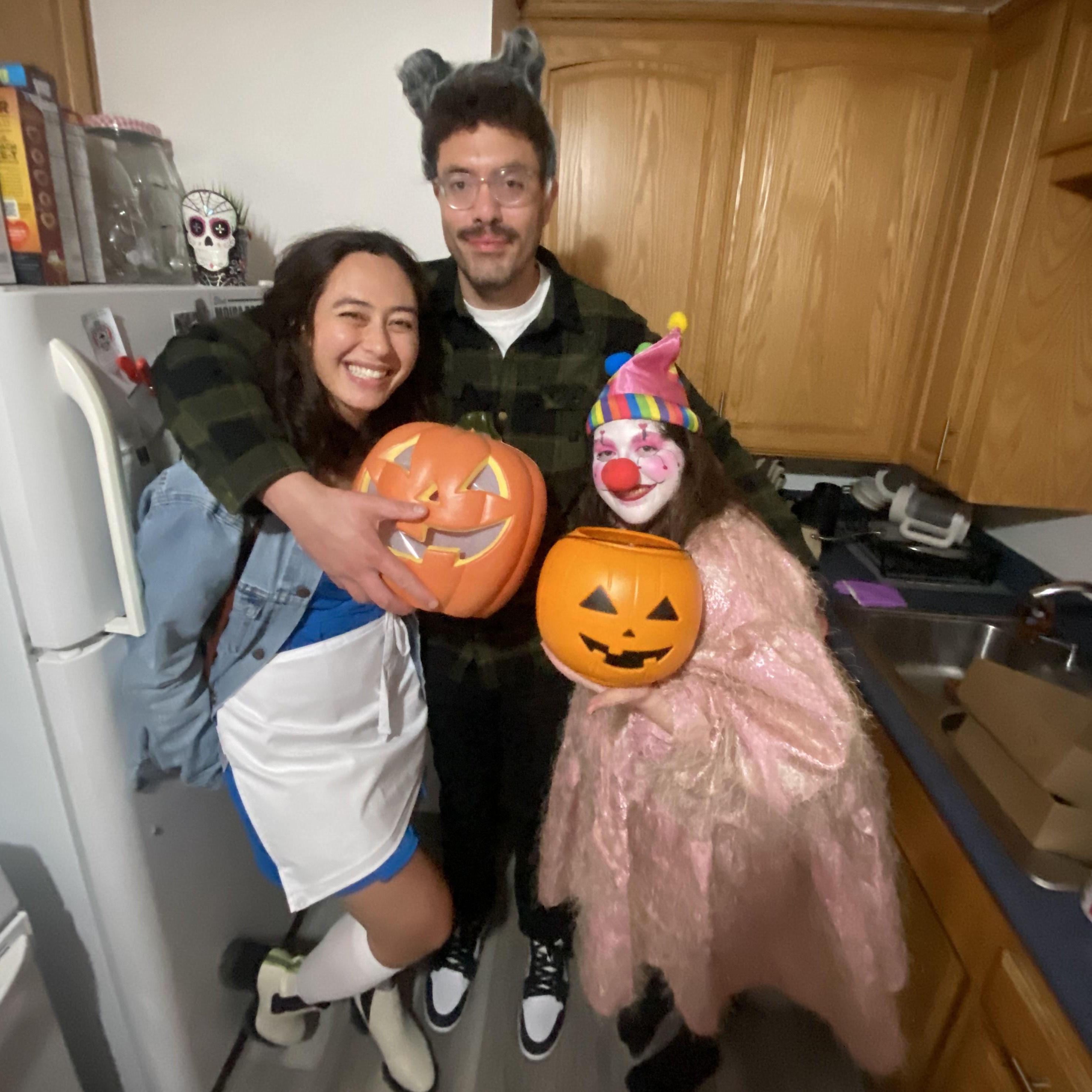 Red riding hood & big bad wolf couples costume at our friend's annual Halloween party
