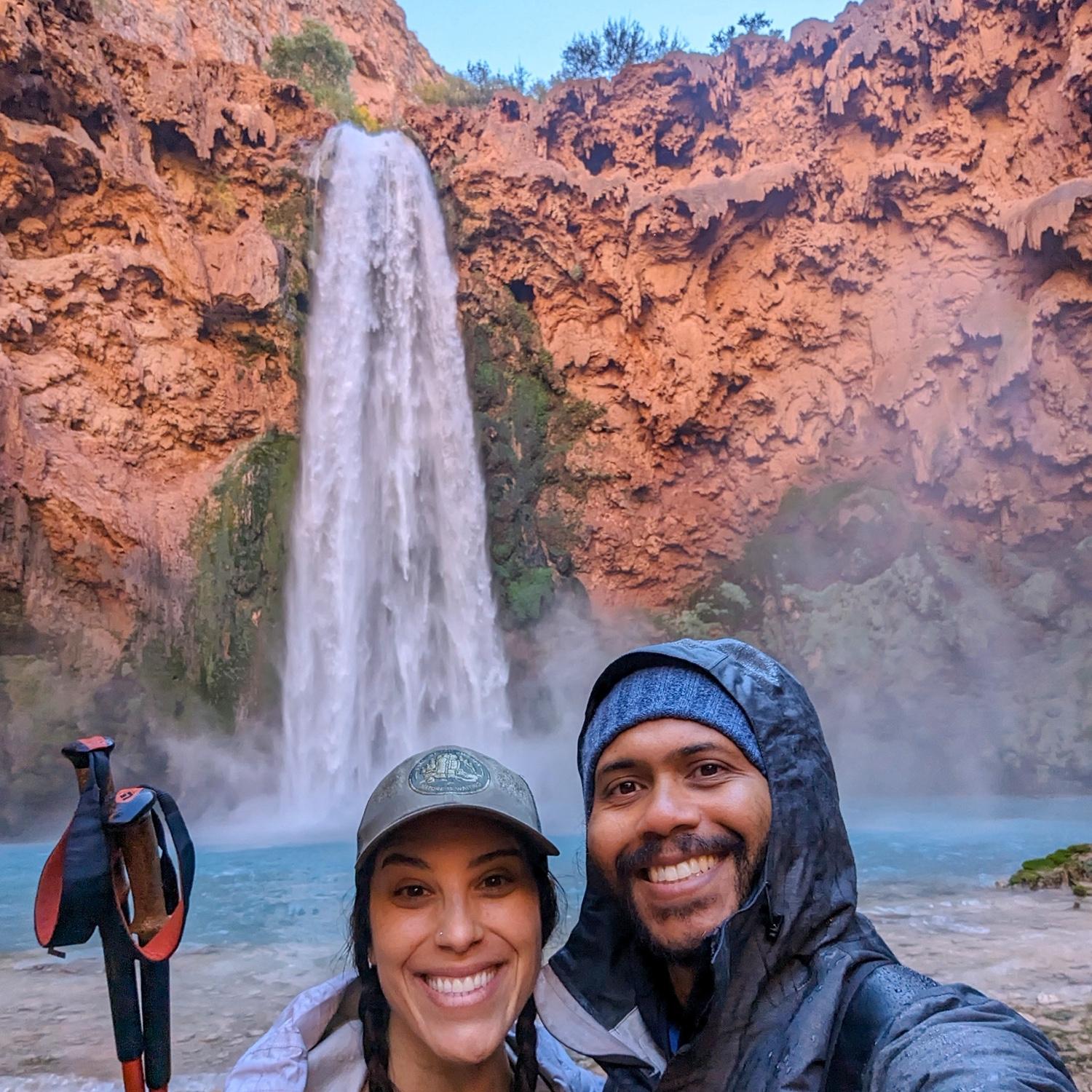 Climbed a sketchy route down to this beautiful waterfall in Havasupai
