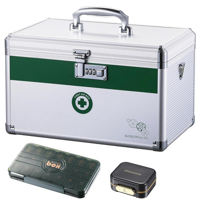 ALOSUTR Medication Lock Box with Combination Lock, 12 x7.6 x7.8 inches - Medium, Medical Box Organizer