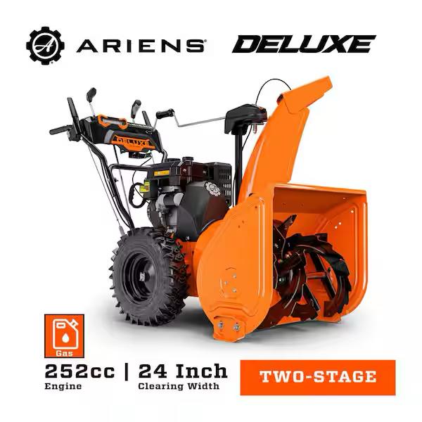 Ariens Deluxe 24 in. 252cc Electric Start 2-Stage Self-propelled Gas Snow Blower with LED headlights 921069