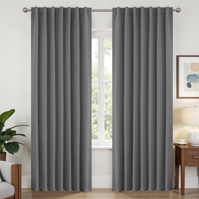 Joydeco Blackout Curtains 96 Inches Long, Thermal Insulated Black Out Curtains 2 Panels Set for Bedroom, Room Darkening Drapes for Living Room Window (W52 x L96 Inch, Light Grey)