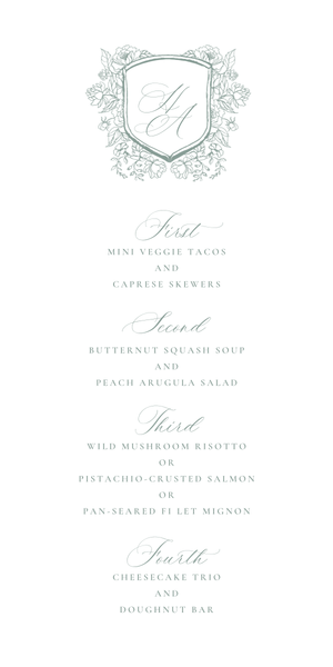 Bella | Rich Sage | Zola Wedding Menus