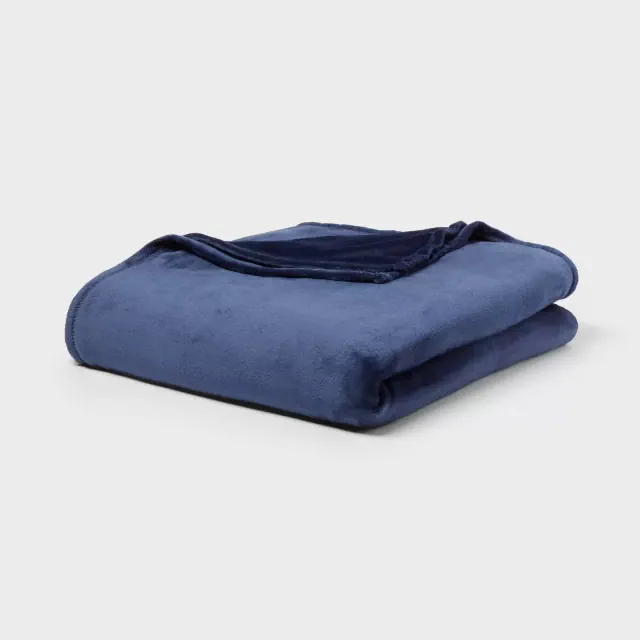 Full/Queen Blanket Navy - Room Essentials™: Lightweight, Knitted, Machine Washable, OEKO-TEX Certified