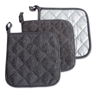 DII Terry Pot Holders in Mineral Grey (Set of 3)