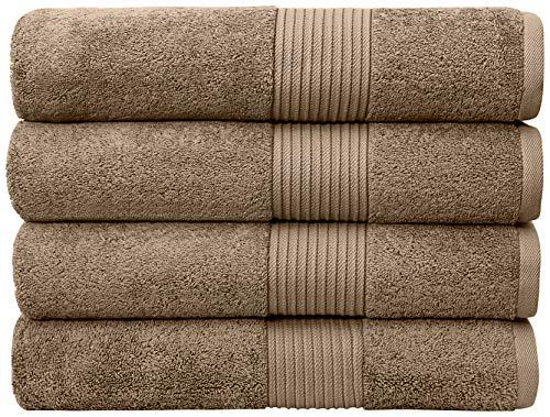 Bliss Luxury Bath Towels Set - 34" x 56" Extra Large Premium Quality Bath Sheet - 650 GSM - Soft Combed Cotton, Absorbent (Mocha, 4 Pack)