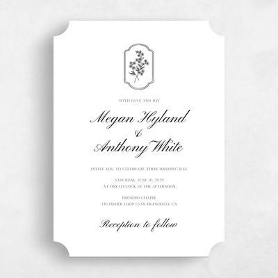 White Ticket Wedding Invitation - Pino Portrait