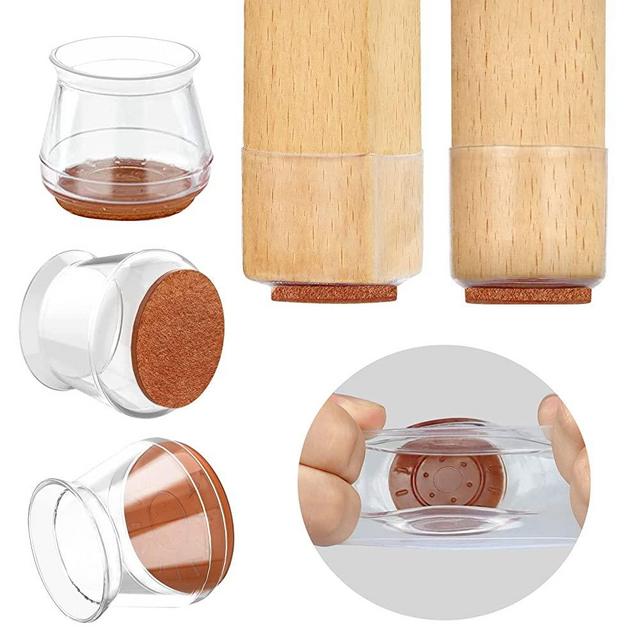24 Pcs Chair Leg Floor Protectors, High Transparency Chair Leg Covers, Protect The Floor to Reduce Noise, Easy to Move(24 Pcs Medium)
