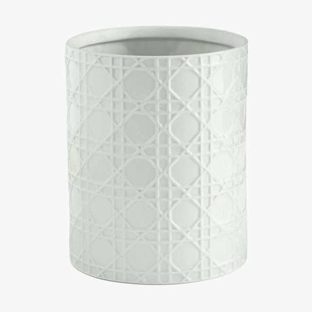 Lavoie Ceramic Waste Basket, White
