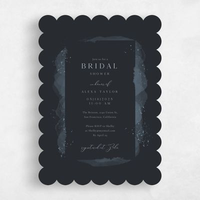 Black Scalloped Wedding Wedding Shower Invitation - Zortas Frame