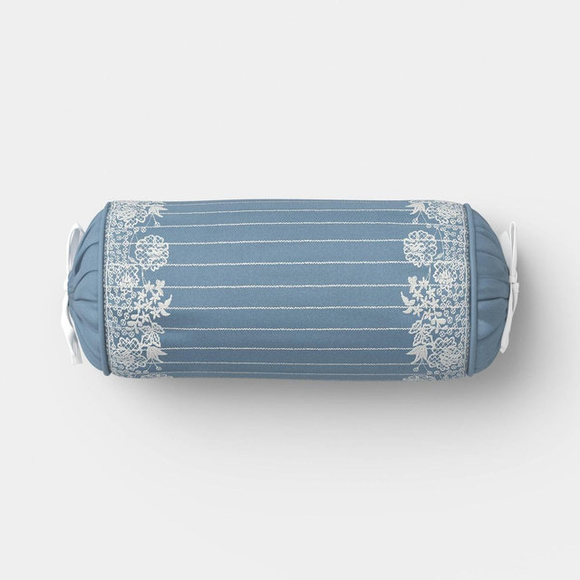 20"x8" Woven Stripe Side-Tie Outdoor Patio Throw Pillow Blue - Threshold™ designed with Studio McGee